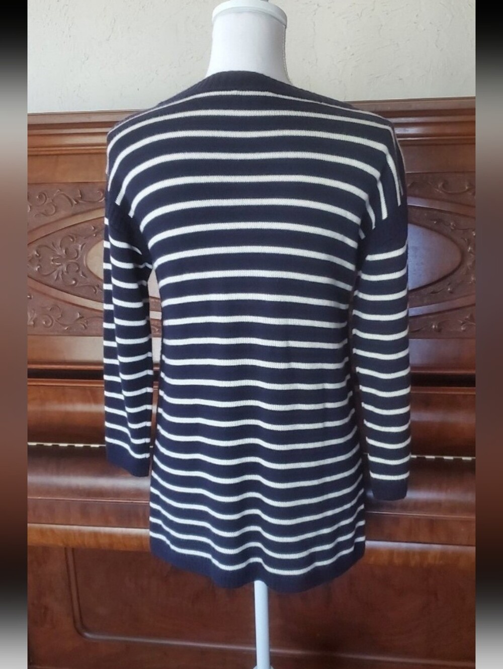 Talbots Sweater Talbots Stripe Sweater Talbots Navy Sweater Small Talbot Top New - Picture 4 of 12
